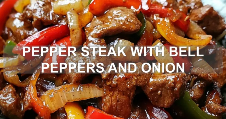 PEPPER STEAK WITH BELL PEPPERS AND ONION centered hero view, clean and uncluttered