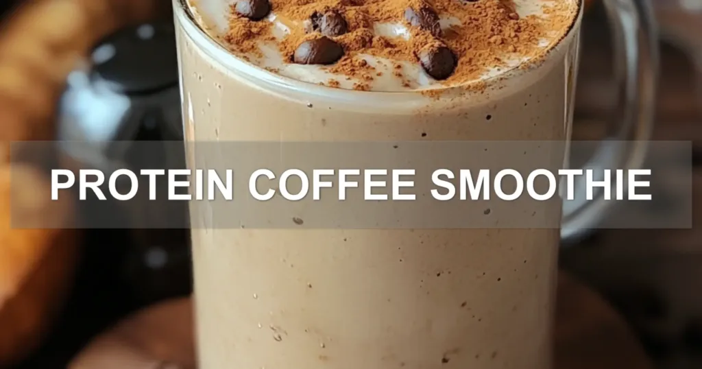 PROTEIN COFFEE SMOOTHIE centered hero view, clean and uncluttered