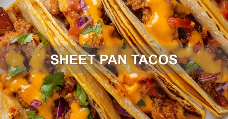 SHEET PAN TACOS centered hero view, clean and uncluttered
