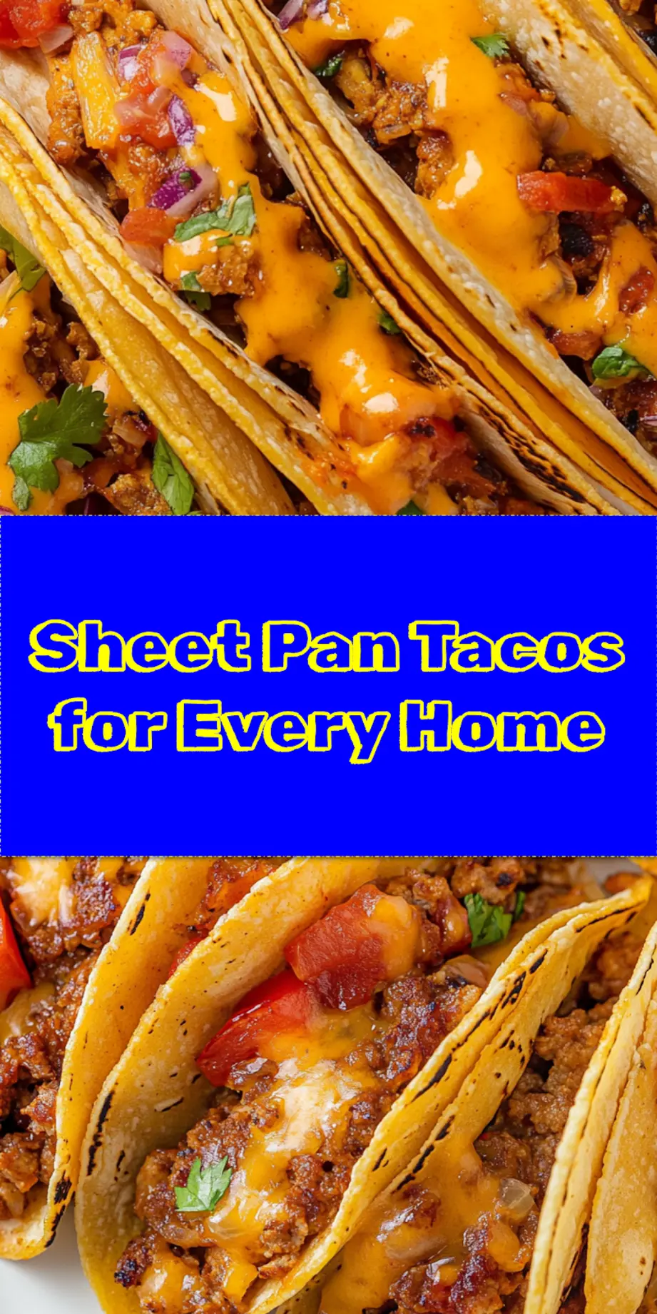 A vibrant sheet pan of crispy, cheesy tacos, ready to be served. Perfect for a Pinterest pin.