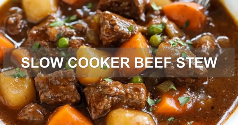 SLOW COOKER BEEF STEW centered hero view, clean and uncluttered