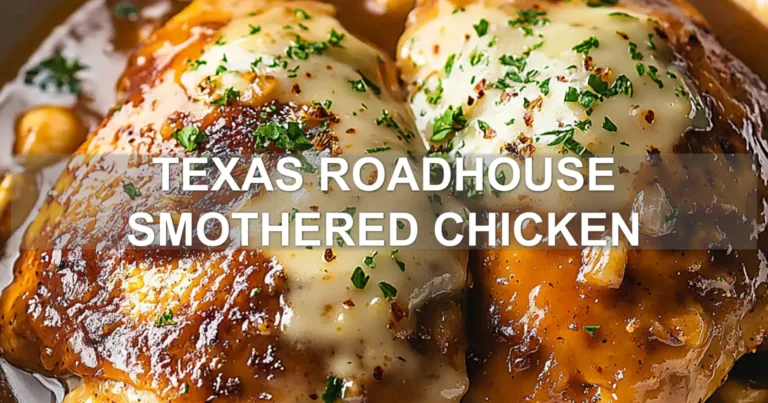 TEXAS ROADHOUSE SMOTHERED CHICKEN centered hero view, clean and uncluttered