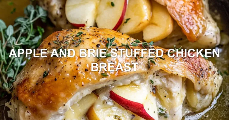 APPLE AND BRIE STUFFED CHICKEN BREAST centered hero view, clean and uncluttered