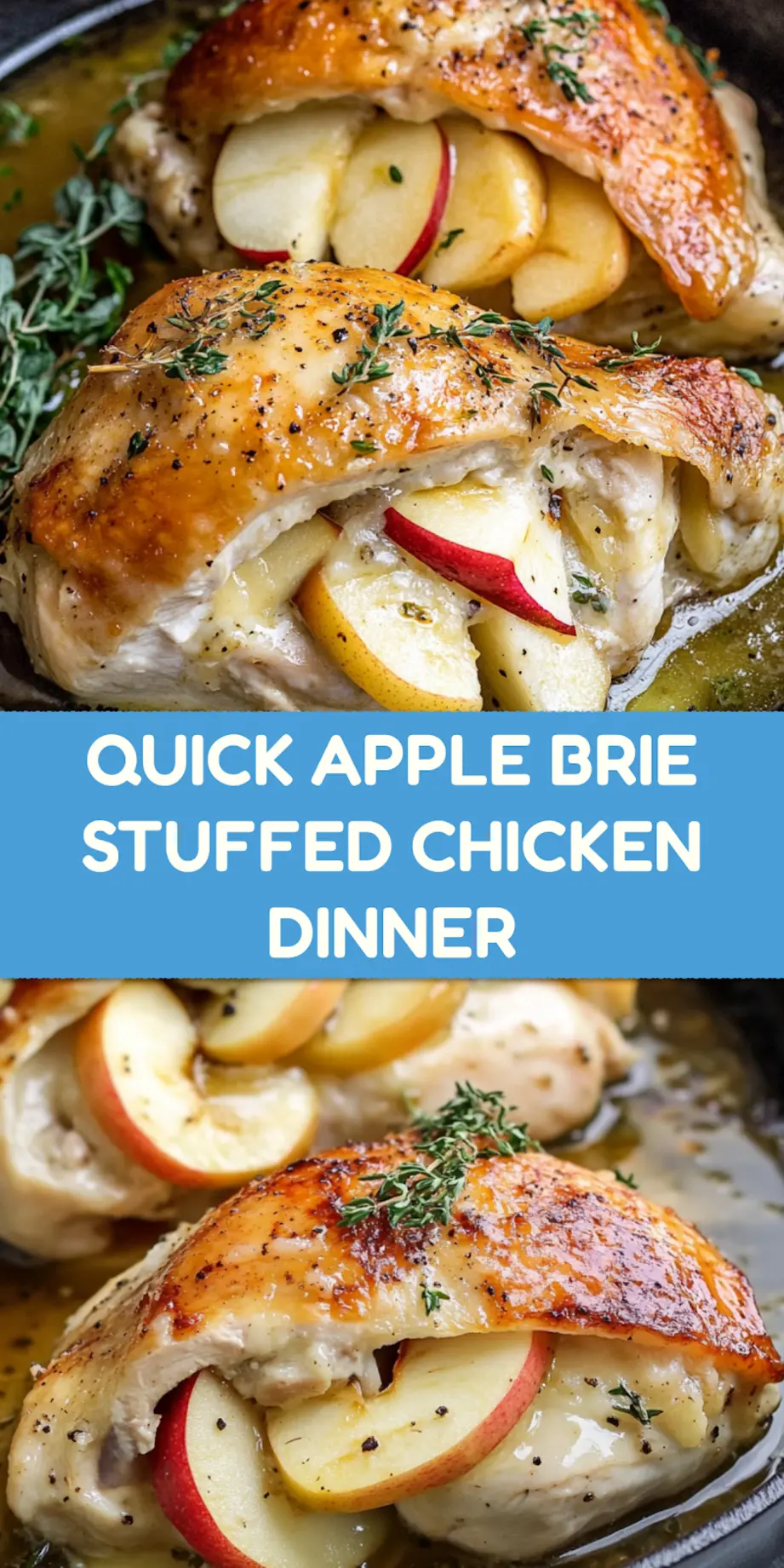 Apple and Brie Stuffed Chicken Breast Recipe Easy and Delicious 4 Apple and Brie Stuffed Chicken Breast centered hero view, clean and uncluttered pin