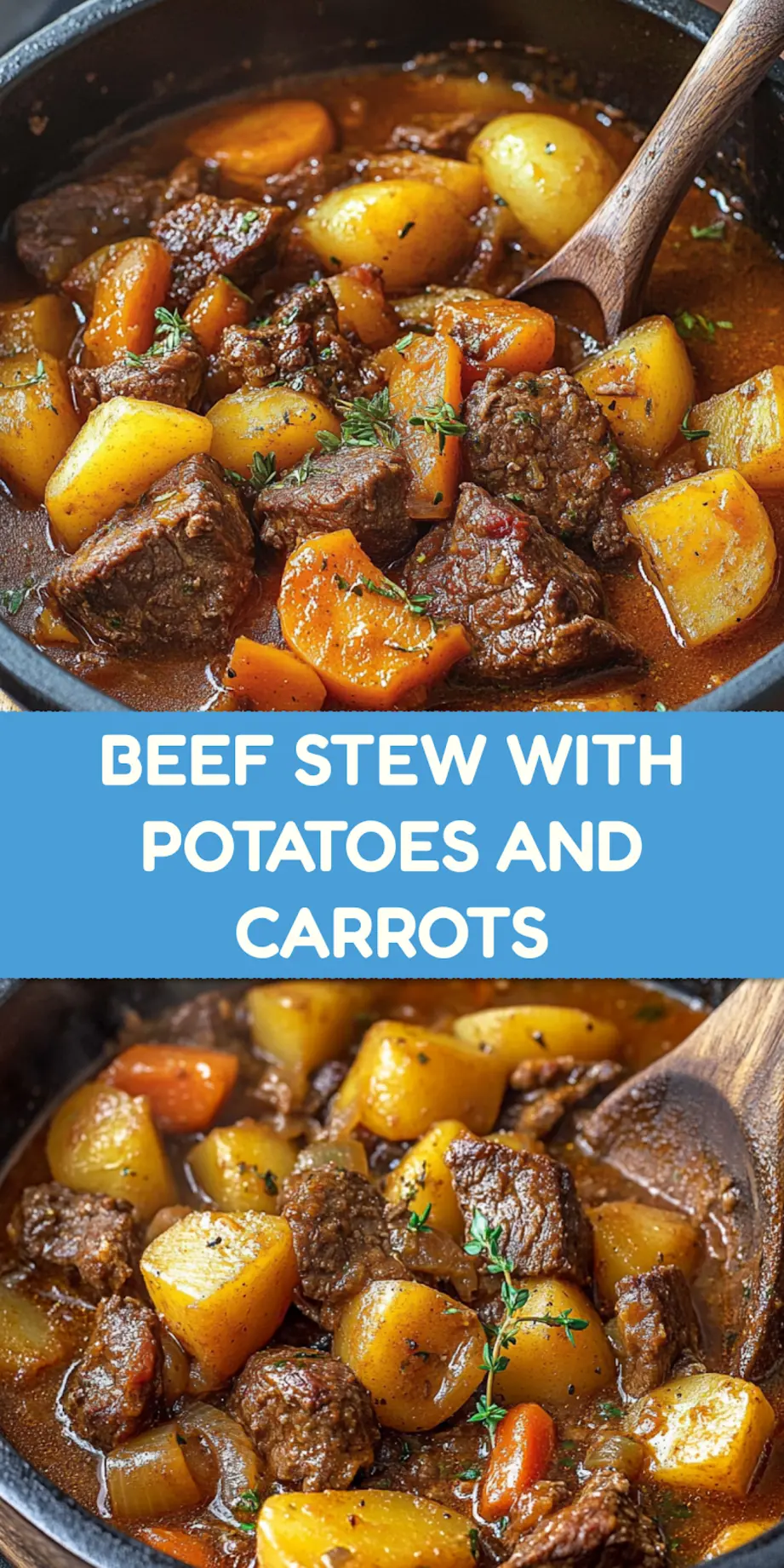 BEEF STEW WITH POTATOES AND CARROTS centered hero view, clean and uncluttered
