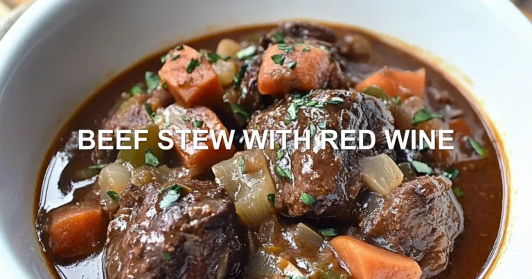 BEEF STEW WITH RED WINE centered hero view, clean and uncluttered