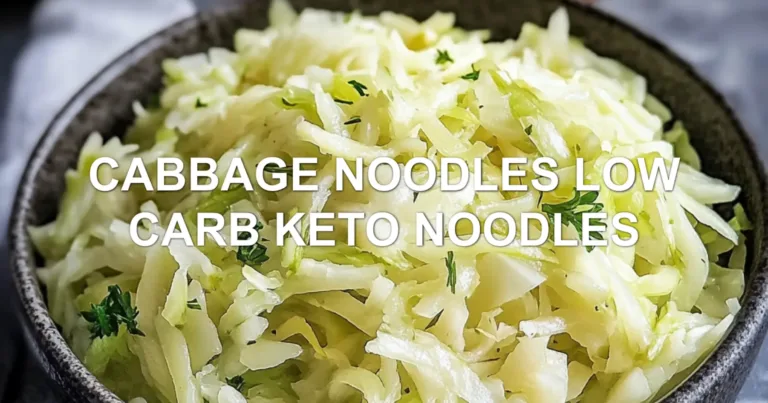 CABBAGE NOODLES LOW CARB KETO NOODLES centered hero view, clean and uncluttered