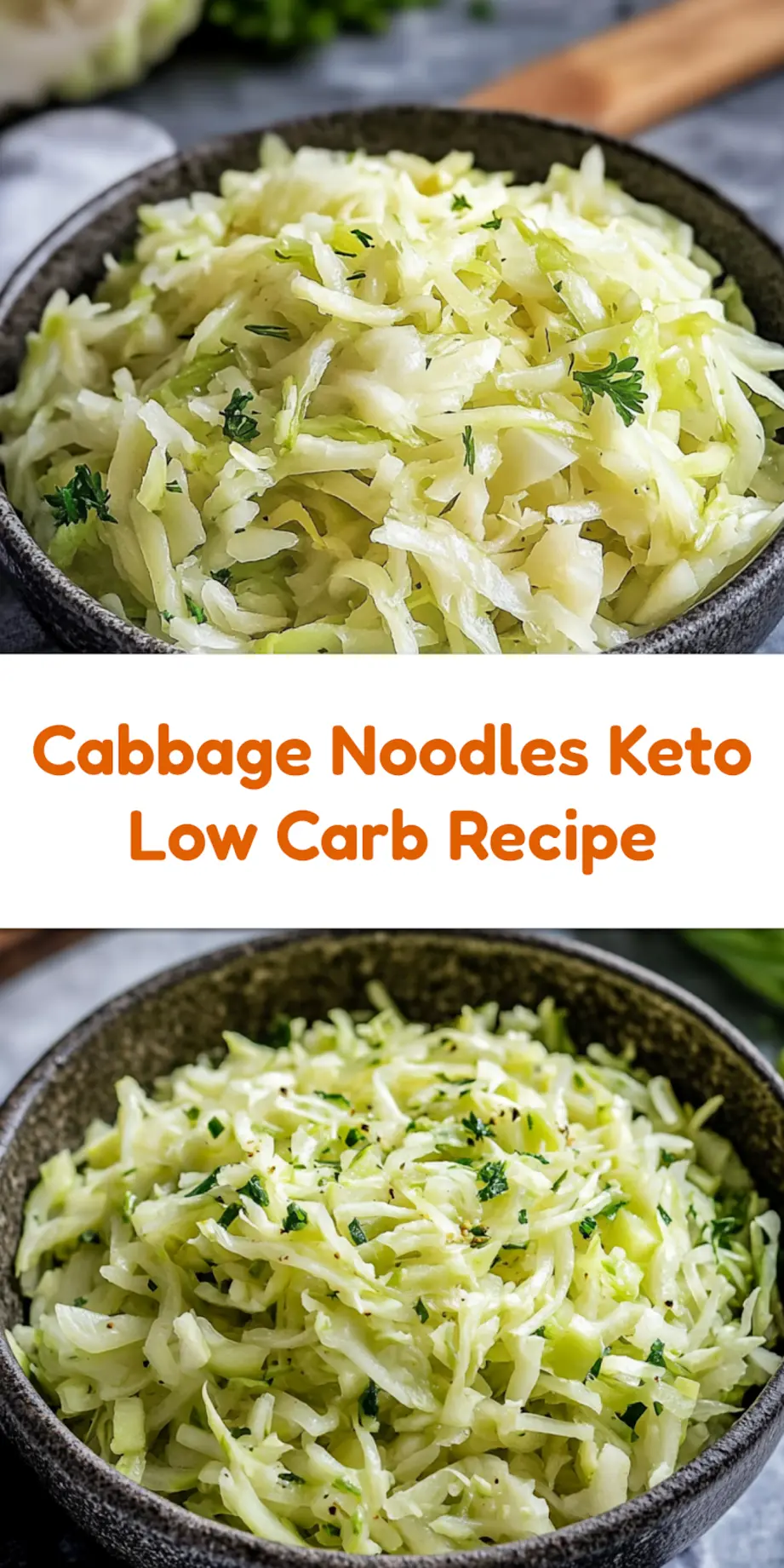 CABBAGE NOODLES LOW CARB KETO NOODLES centered hero view, clean and uncluttered_pin