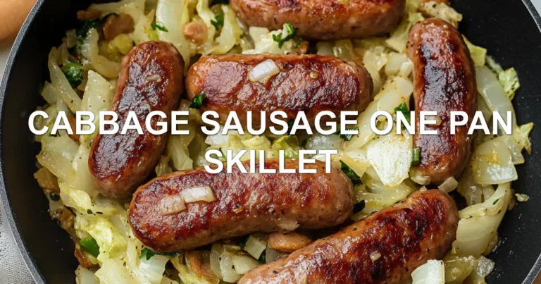 CABBAGE SAUSAGE ONE PAN SKILLET centered hero view, clean and uncluttered