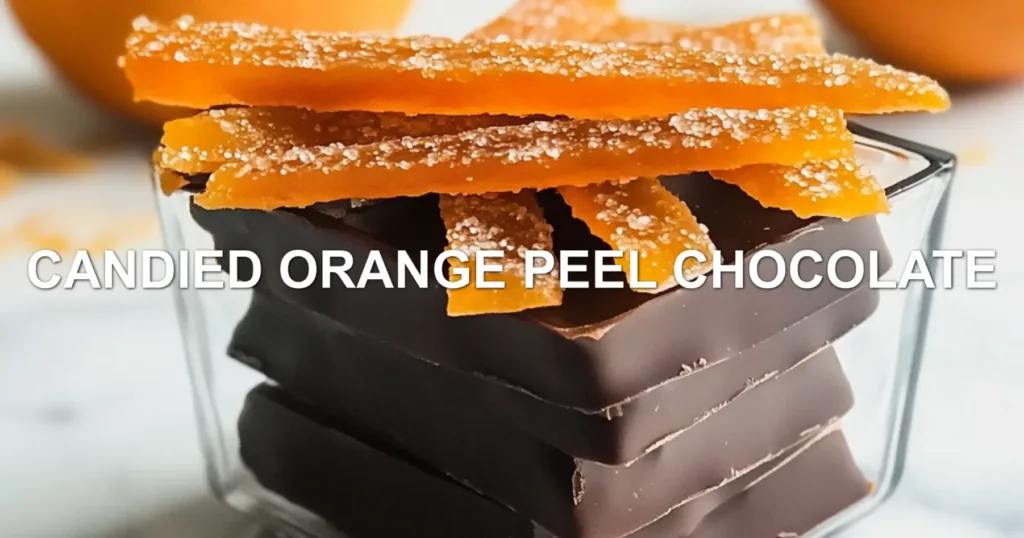 CANDIED ORANGE PEEL CHOCOLATE centered hero view, clean and uncluttered