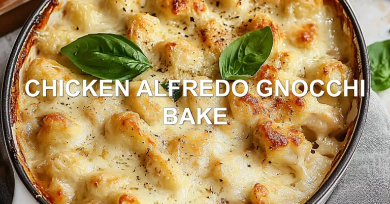CHICKEN ALFREDO GNOCCHI BAKE centered hero view, clean and uncluttered