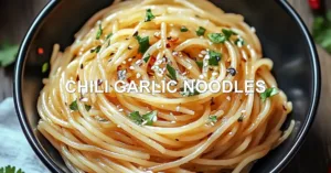 CHILI GARLIC NOODLES centered hero view, clean and uncluttered
