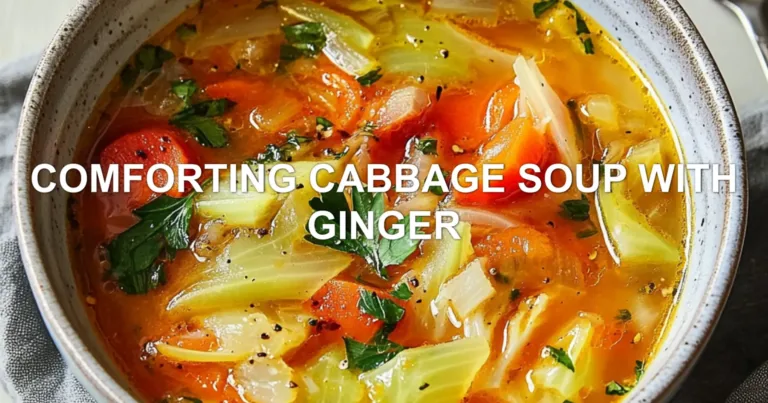 COMFORTING CABBAGE SOUP WITH GINGER centered hero view, clean and uncluttered