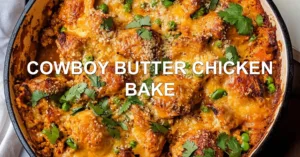 COWBOY BUTTER CHICKEN BAKE centered hero view, clean and uncluttered