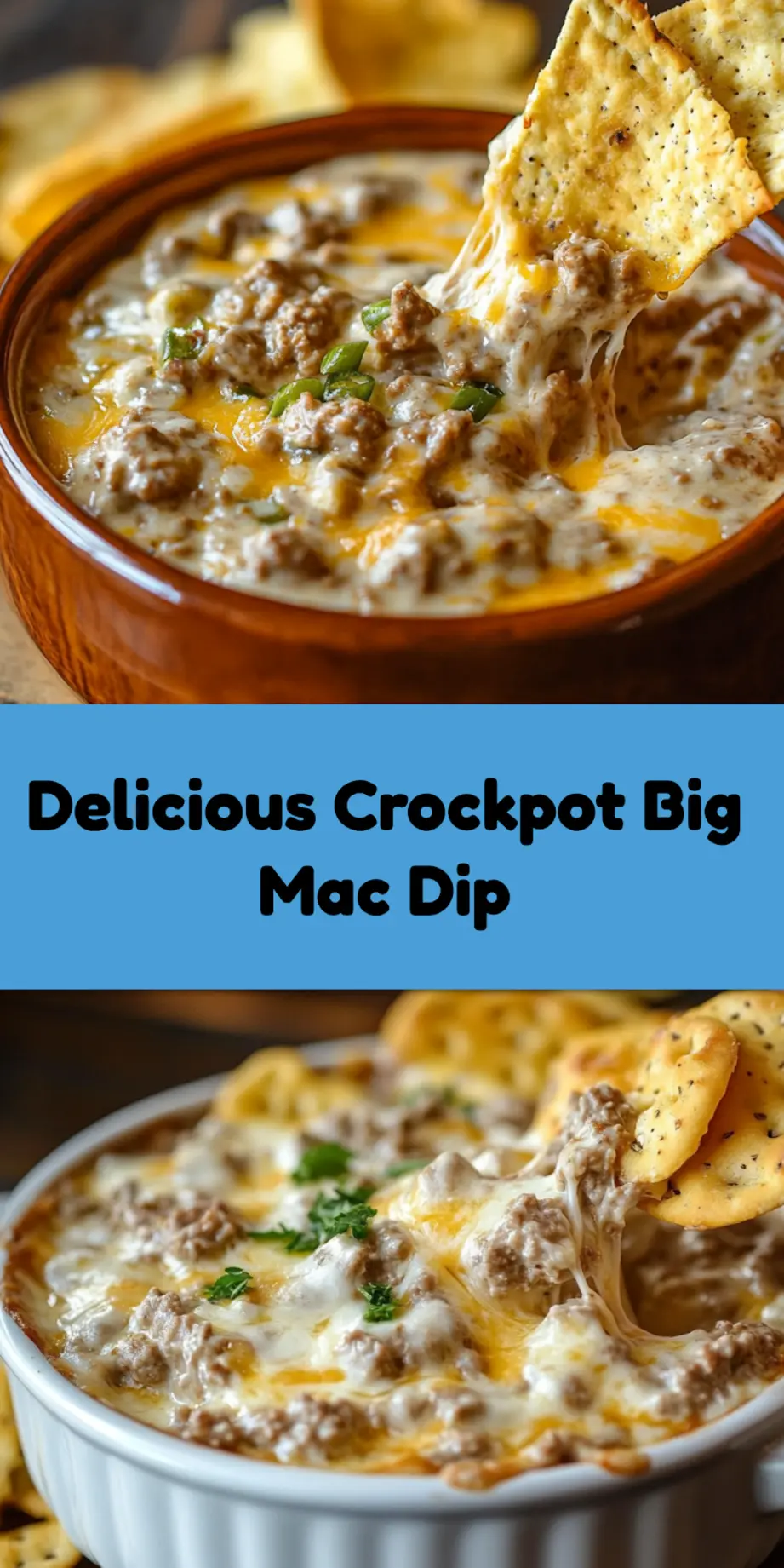 Ultimate Crockpot Big Mac Dip - Easy and Tantalizing 4 CROCKPOT BIG MAC DIP centered hero view, clean and uncluttered_pin