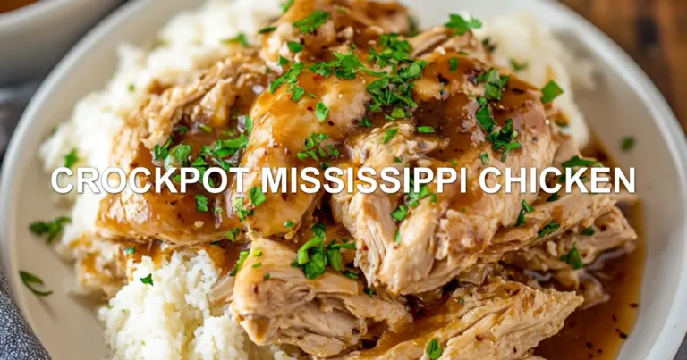 CROCKPOT MISSISSIPPI CHICKEN centered hero view, clean and uncluttered