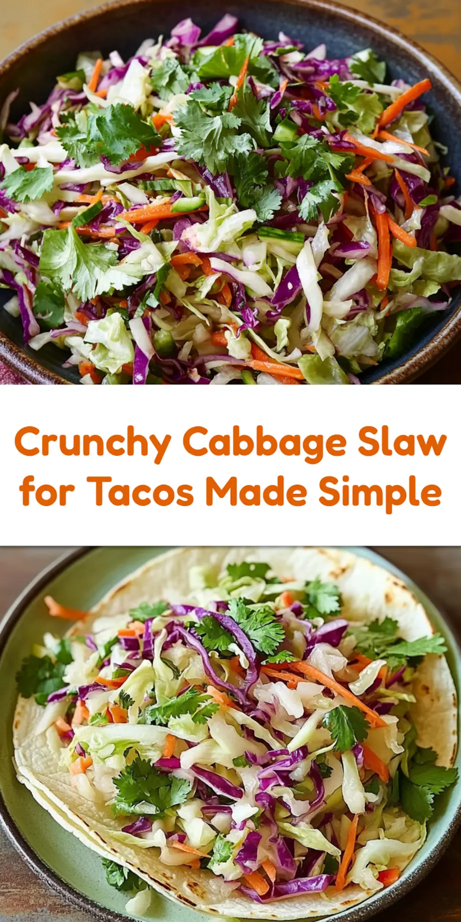 CRUNCHY CABBAGE SLAW FOR TACOS centered hero view, clean and uncluttered_pin