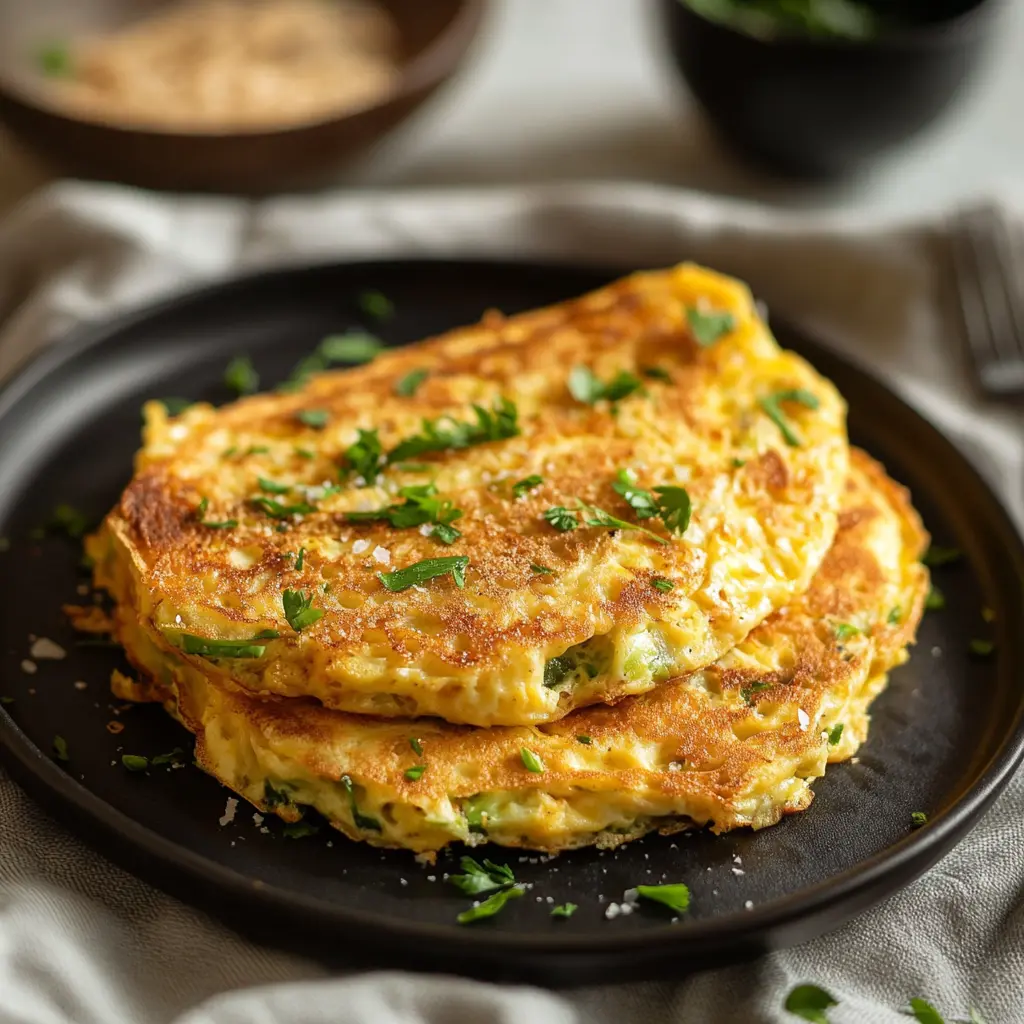 EASY CABBAGE OMELETTE centered hero view, clean and uncluttered
