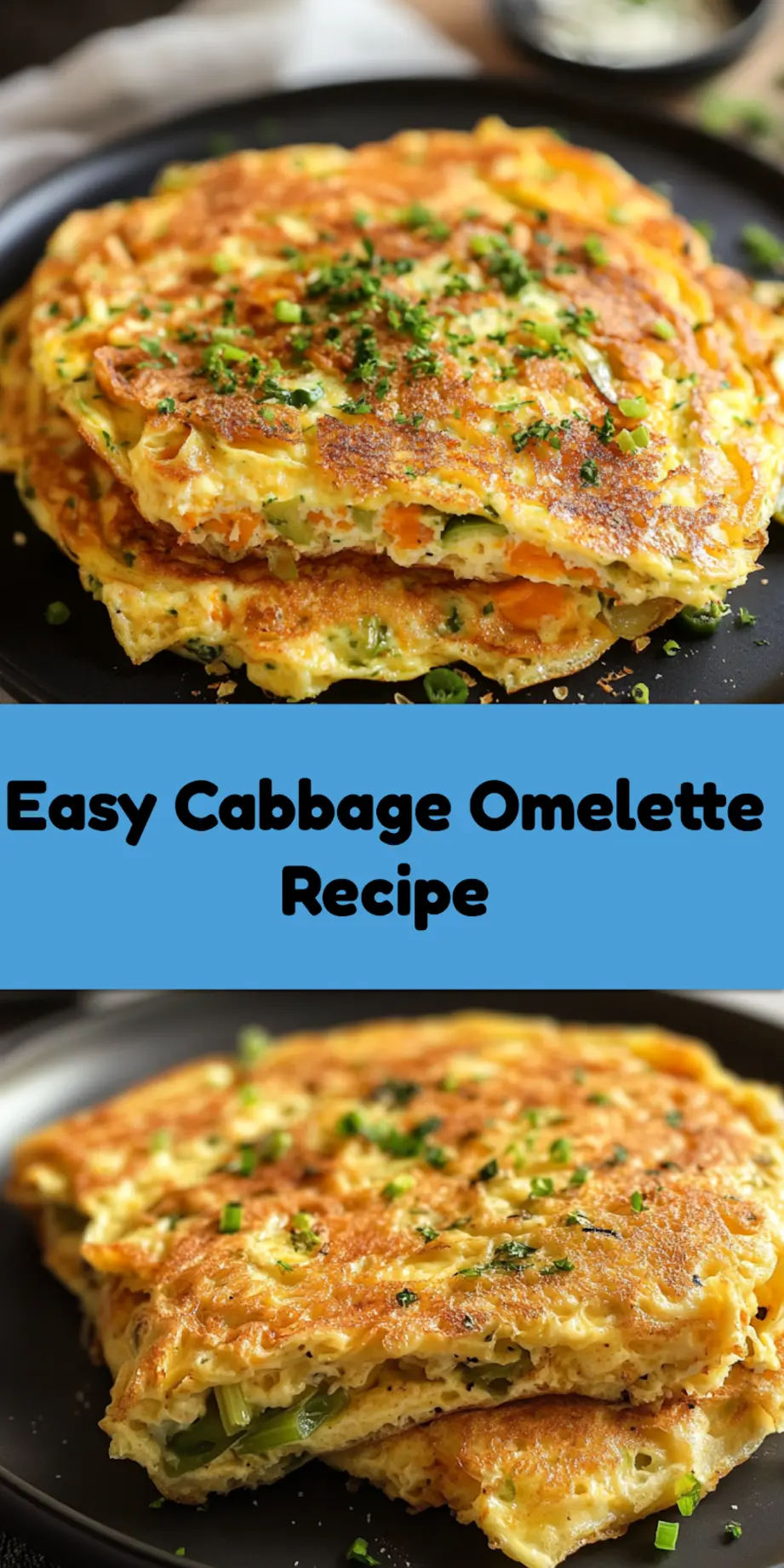 EASY CABBAGE OMELETTE centered hero view, clean and uncluttered