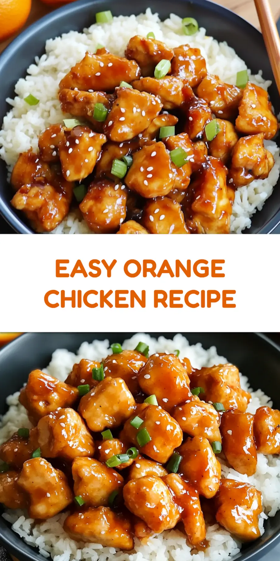 Easy Orange Chicken Recipe: Quick 20 Minute Skillet Magic 4 Easy orange chicken recipe with crispy pieces in glossy sauce, perfect for Pinterest