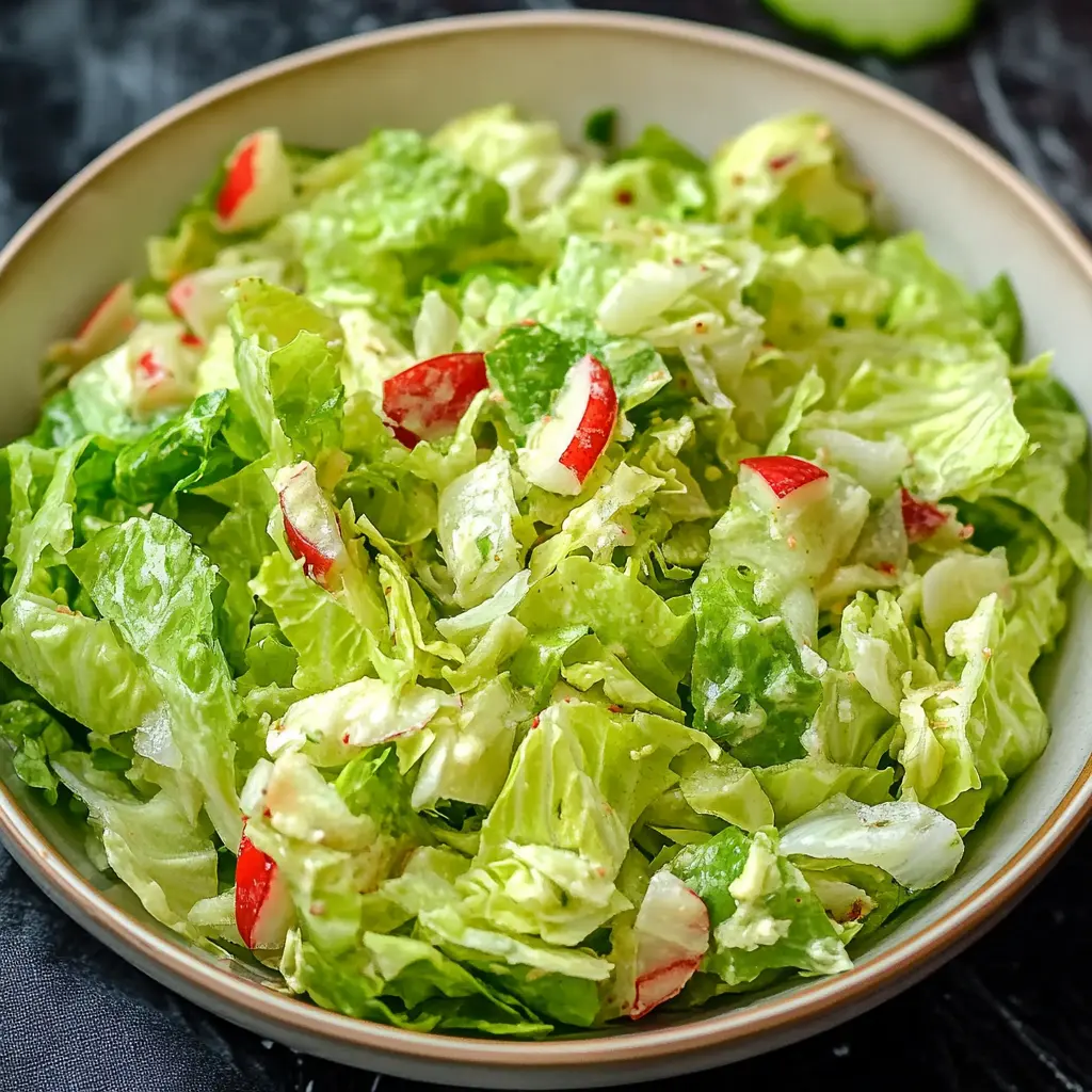 ICEBERG LETTUCE SALAD centered hero view, clean and uncluttered