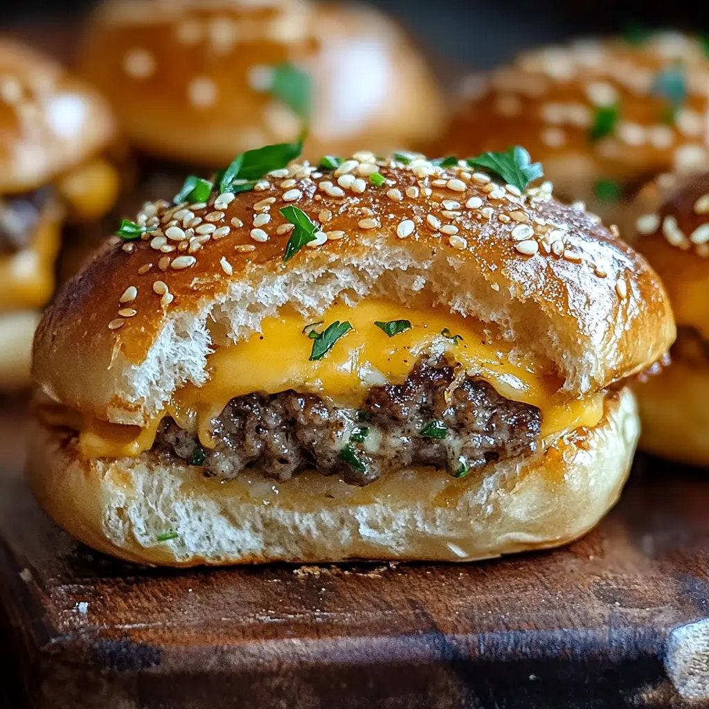 GARLIC PARMESAN CHEESEBURGER BOMBS centered hero view, clean and uncluttered