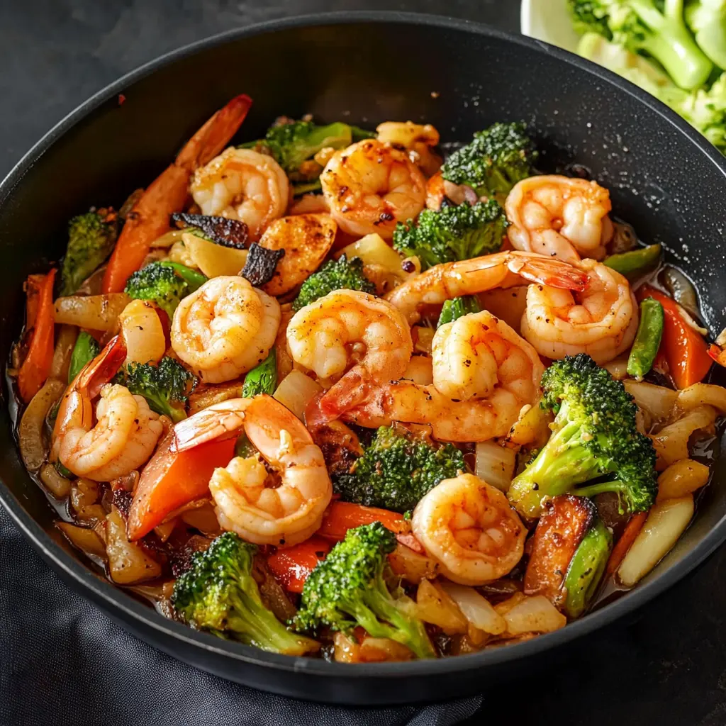 SHRIMP STIR FRY centered hero view, clean and uncluttered