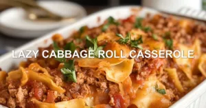 LAZY CABBAGE ROLL CASSEROLE centered hero view, clean and uncluttered