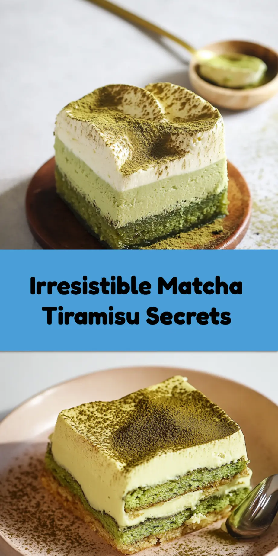 Discover Matcha Tiramisu: Easy and Irresistibly Tasty 4 MATCHA TIRAMISU centered hero view, clean and uncluttered_pin