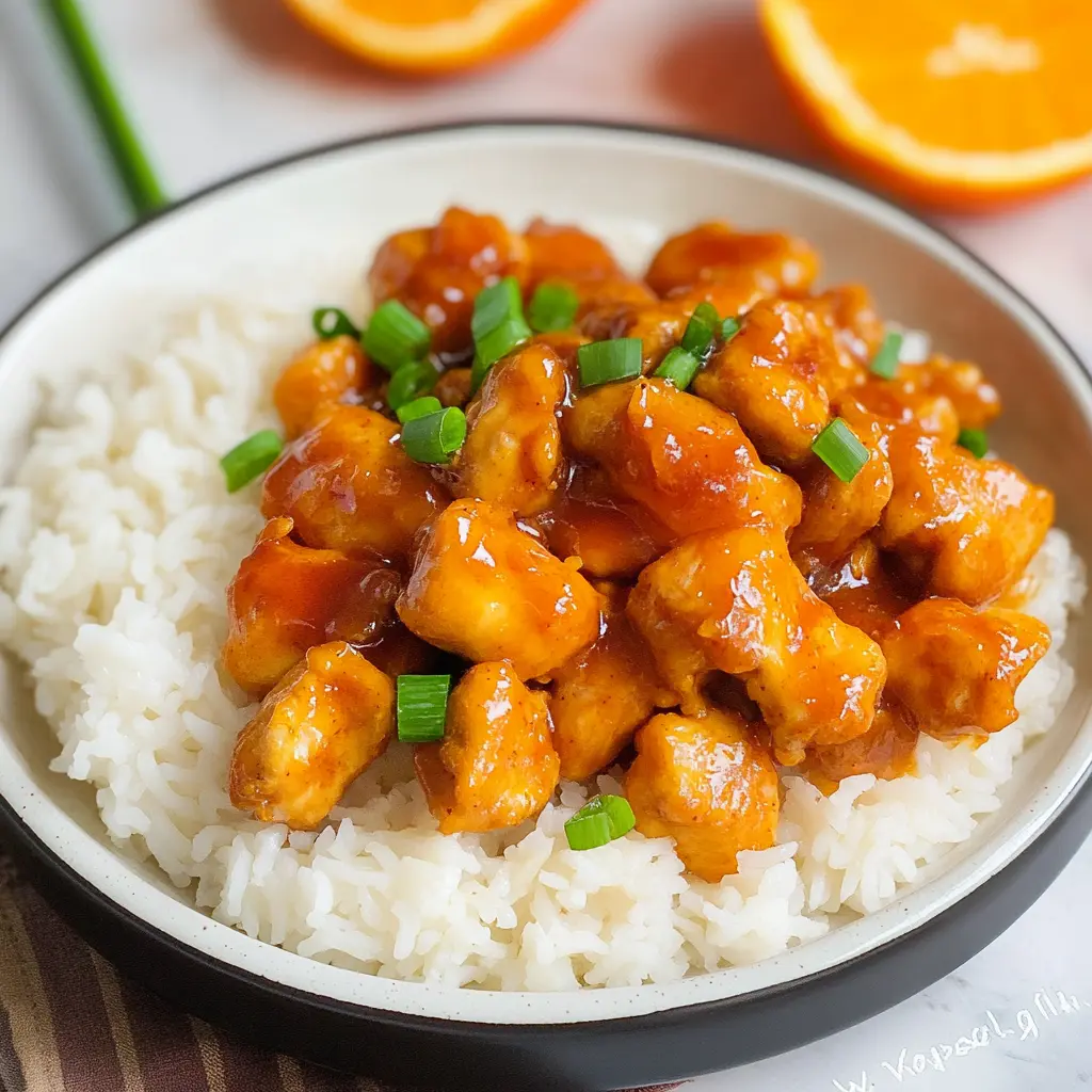 Orange chicken centered hero view, clean and uncluttered