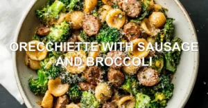 ORECCHIETTE WITH SAUSAGE AND BROCCOLI centered hero view, clean and uncluttered