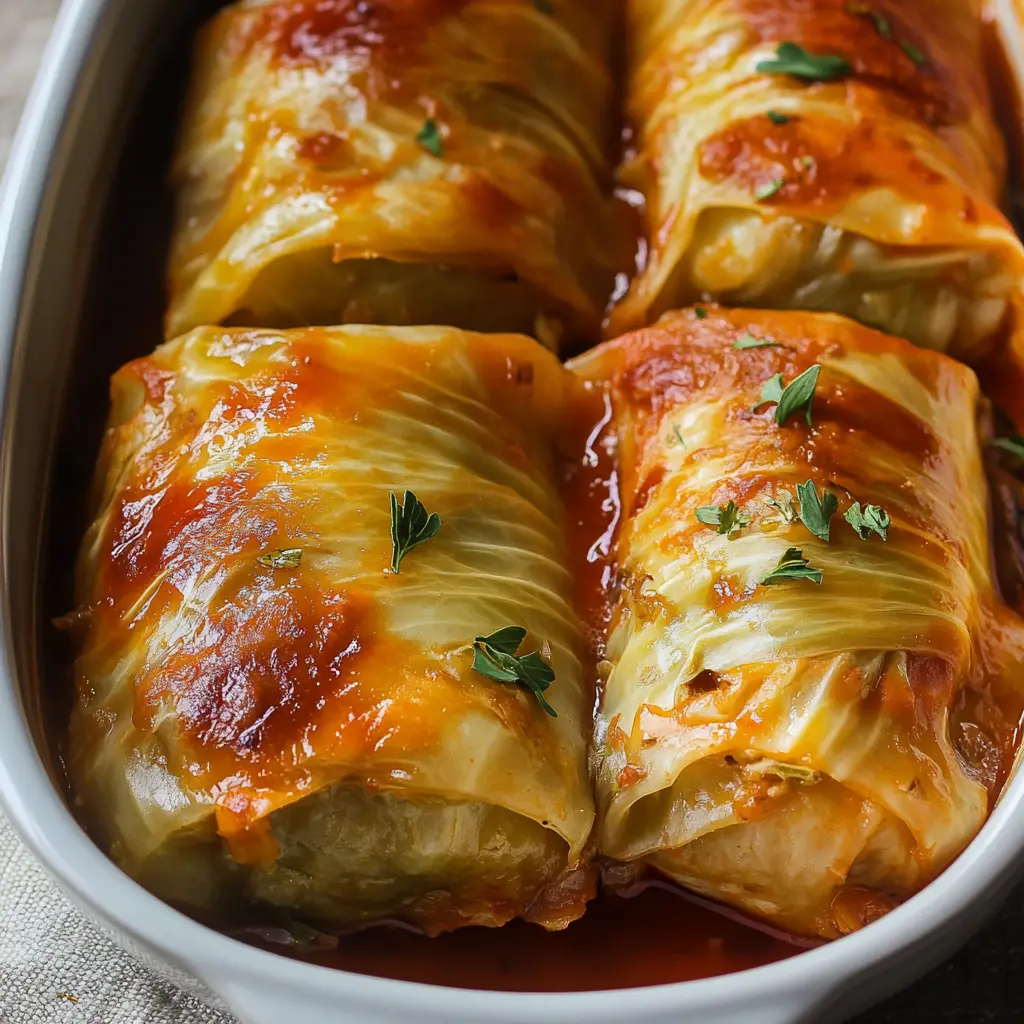 POLISH CABBAGE ROLLS centered hero view, clean and uncluttered