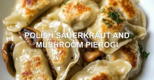 Polish Sauerkraut and Mushroom Pierogi Recipe Easy Homemade POLISH SAUERKRAUT AND MUSHROOM PIEROGI centered hero view, clean and uncluttered