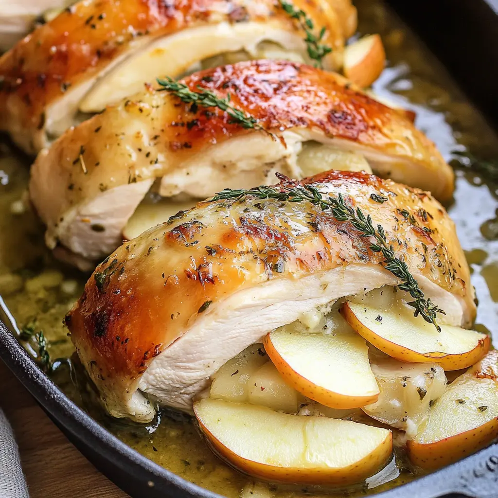 Apple and Brie Stuffed Chicken Breast Recipe Easy and Delicious 2 APPLE AND BRIE STUFFED CHICKEN BREAST centered hero view, clean and uncluttered