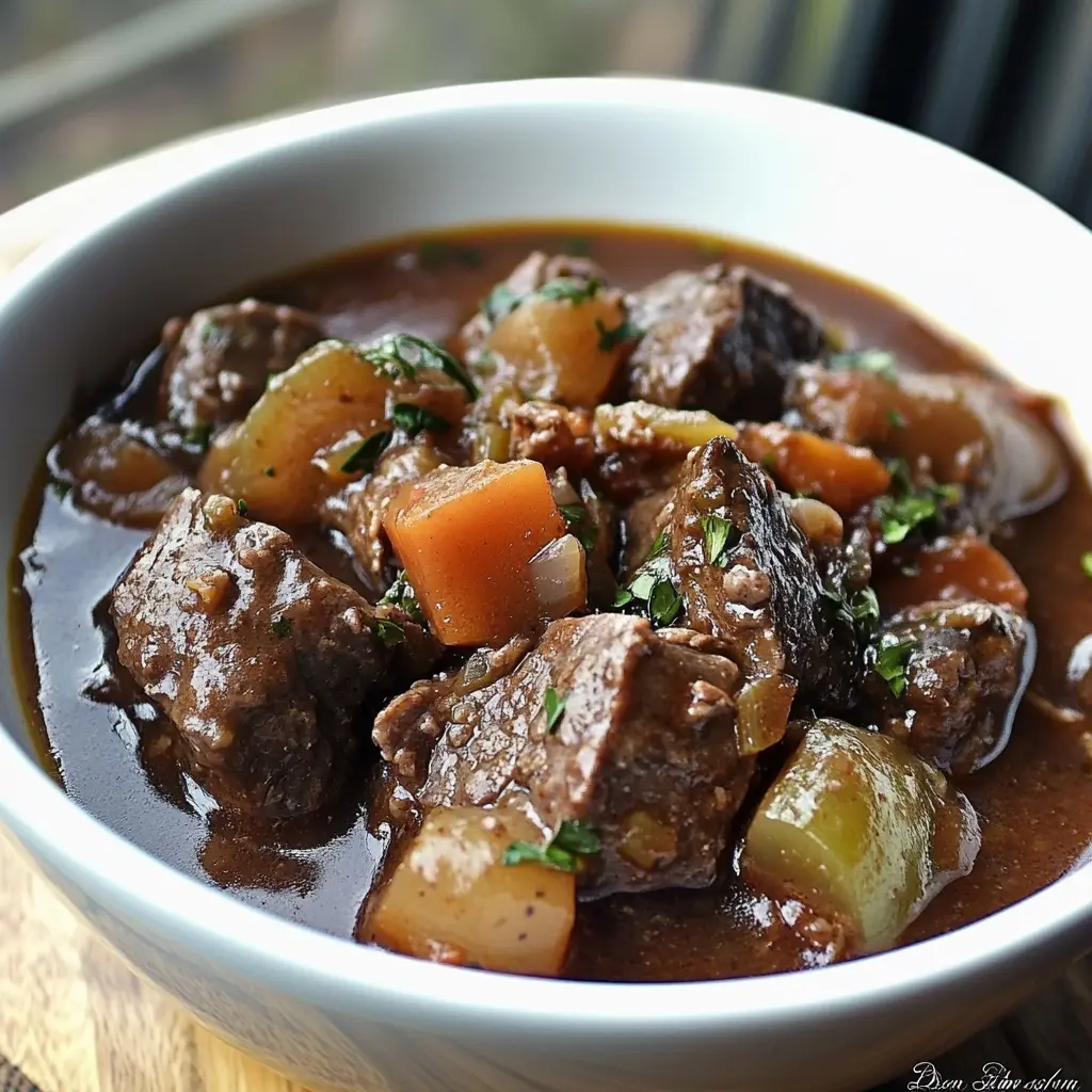 BEEF STEW WITH RED WINE centered hero view, clean and uncluttered