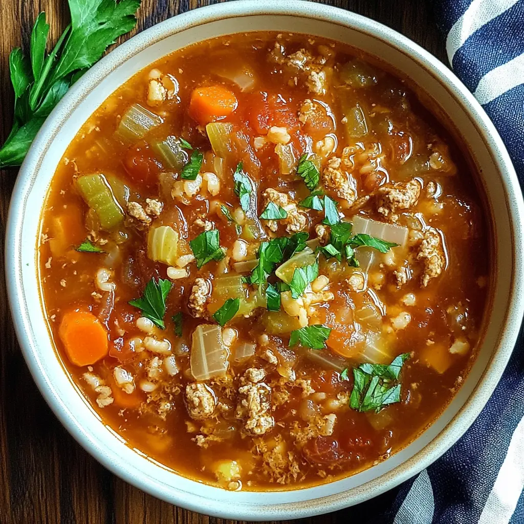 CABBAGE ROLL SOUP centered hero view, clean and uncluttered