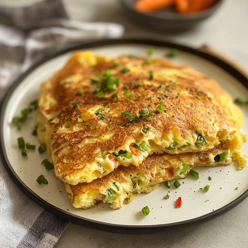 EASY CABBAGE OMELETTE centered hero view, clean and uncluttered