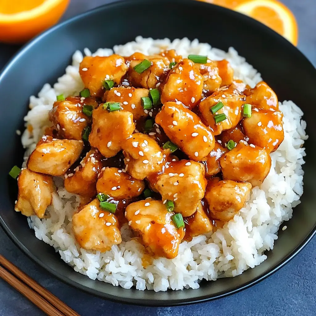 Easy Orange Chicken Recipe: Quick 20 Minute Skillet Magic 2 EASY ORANGE CHICKEN RECIPE centered hero view, clean and uncluttered