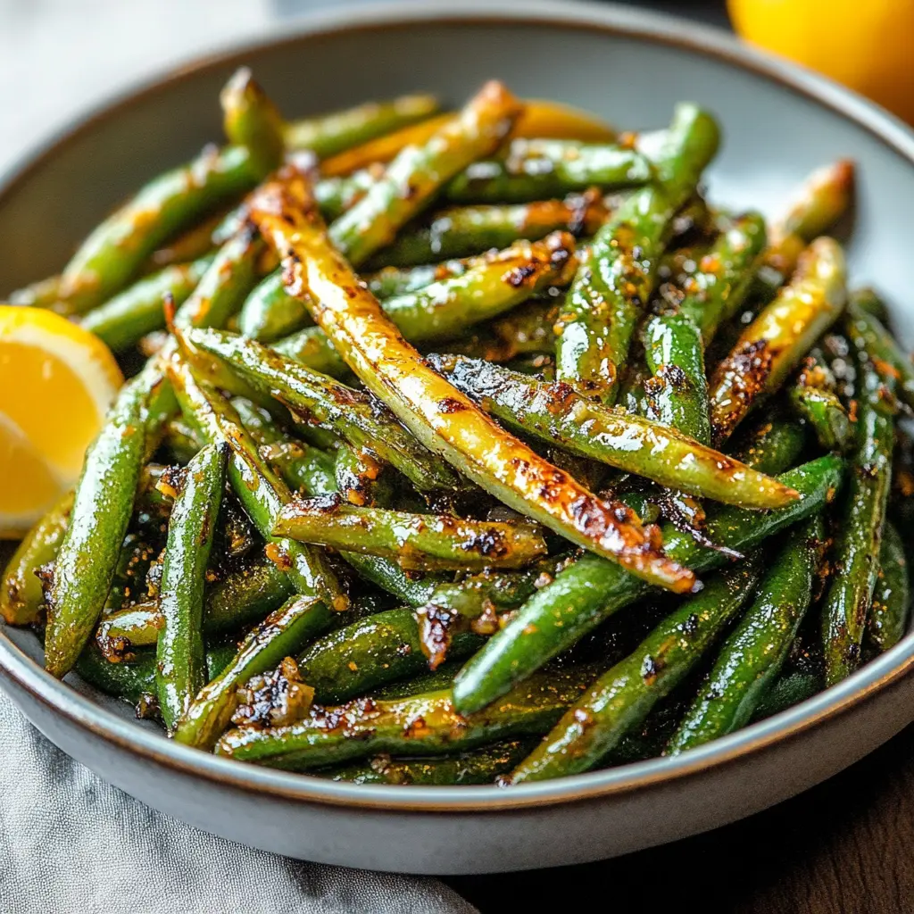 GOLDEN AIR FRYER GREEN BEANS centered hero view, clean and uncluttered