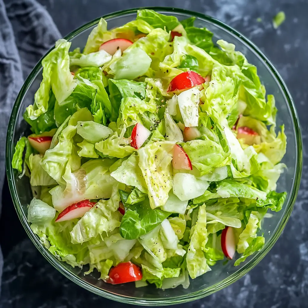 ICEBERG LETTUCE SALAD centered hero view, clean and uncluttered