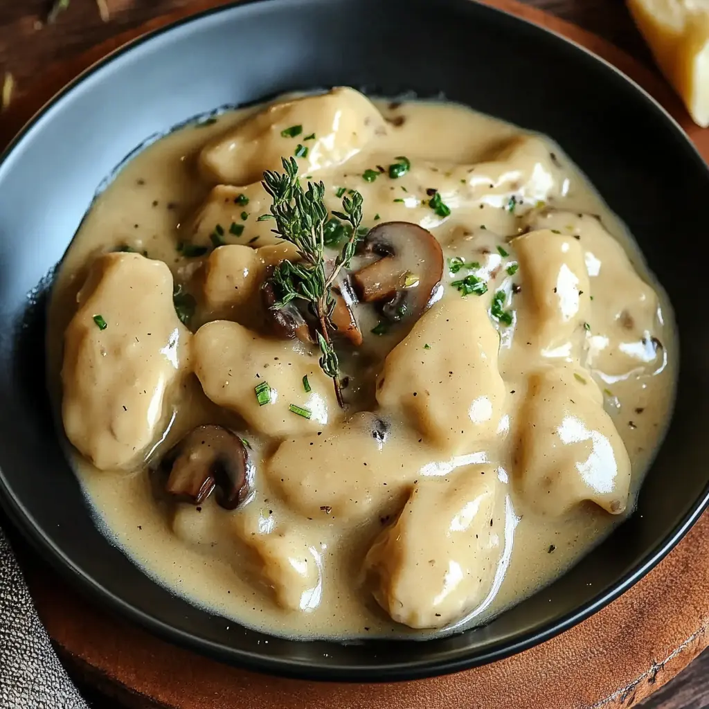 Kopytka with Mushroom Sauce Recipe Easy and Delicious 2 KOPYTKA WITH MUSHROOM SAUCE centered hero view, clean and uncluttered