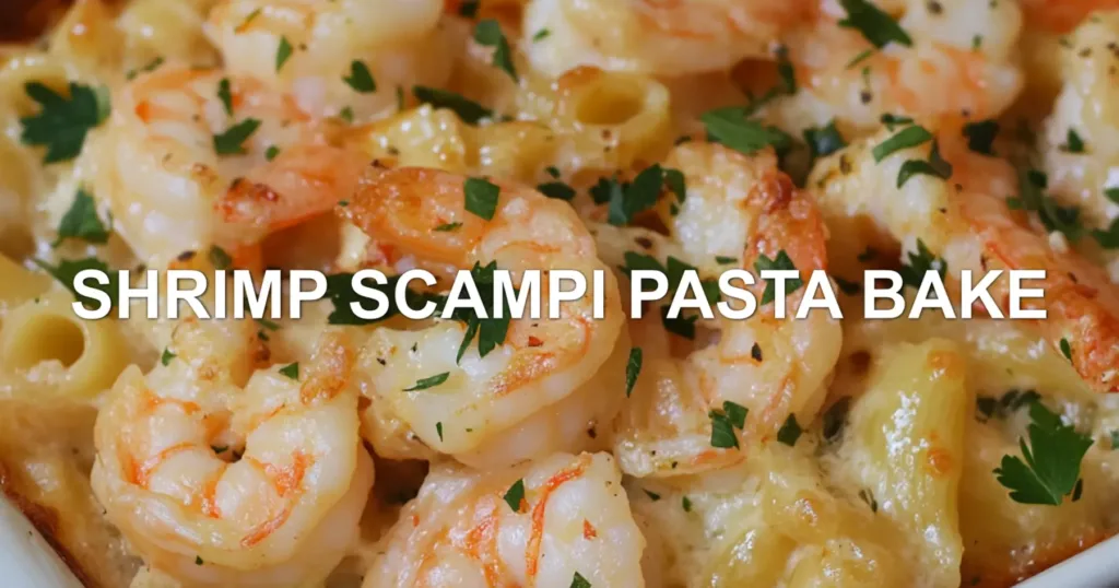 SHRIMP SCAMPI PASTA BAKE centered hero view, clean and uncluttered