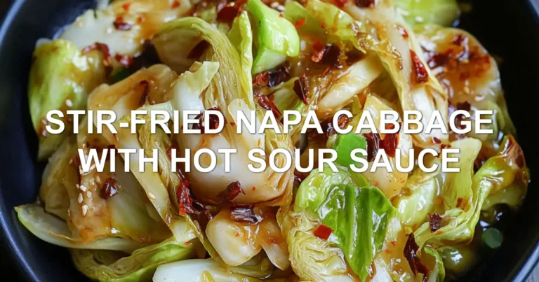 STIR-FRIED NAPA CABBAGE WITH HOT SOUR SAUCE centered hero view, clean and uncluttered