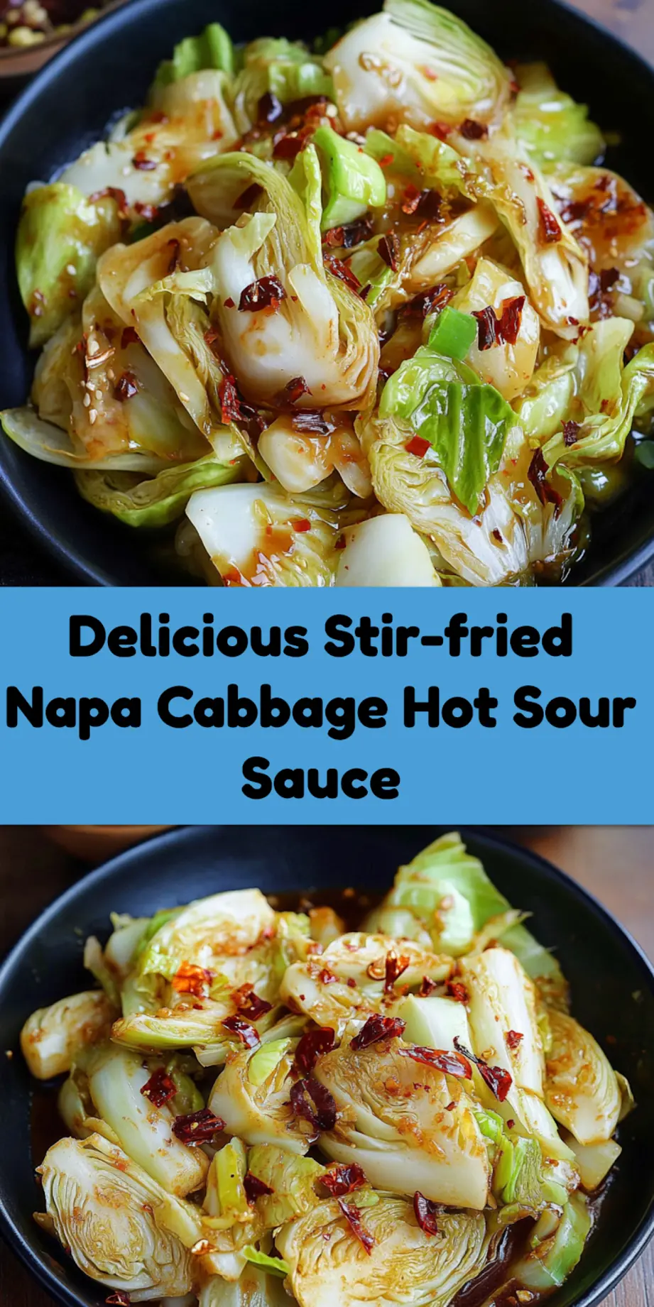 STIR-FRIED NAPA CABBAGE WITH HOT SOUR SAUCE centered hero view, clean and uncluttered_pin