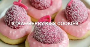 STRAWBERRY KISS COOKIES centered hero view, clean and uncluttered