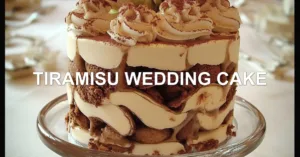 TIRAMISU WEDDING CAKE centered hero view, clean and uncluttered