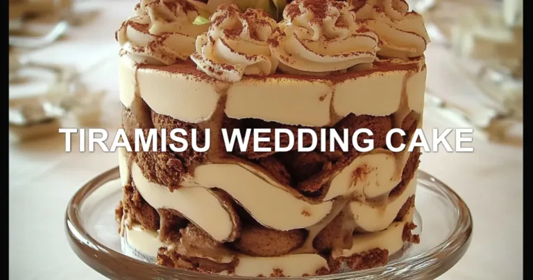 TIRAMISU WEDDING CAKE centered hero view, clean and uncluttered