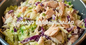 TUNA AND CABBAGE SALAD centered hero view, clean and uncluttered