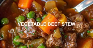 VEGETABLE BEEF STEW centered hero view, clean and uncluttered