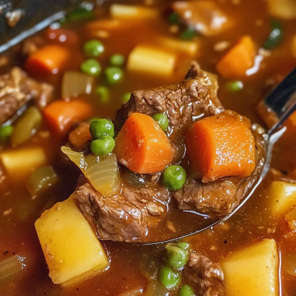 Easy Vegetable Beef Stew Recipe Perfect for Cozy Nights 3 Vegetable beef stew in a rustic bowl, centered hero view, clean and uncluttered